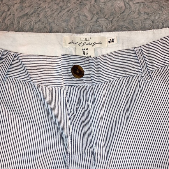 Navy Blue & white pin stripe shorts - Picture 2 of 10